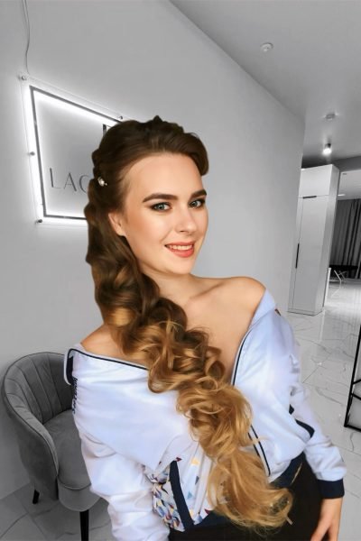 Hollywood glam waves with braided twist event hairstyle in Chicago